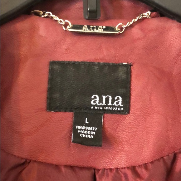 a.n.a Wine Faux Leather Moto Jacket NWOT - Picture 8 of 8